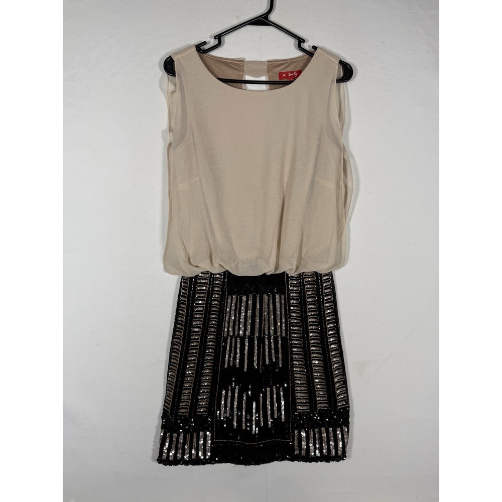 Rene Derhy Dress Women Small Blouson Top Mini Skirt Sequin Embellished Bohemian